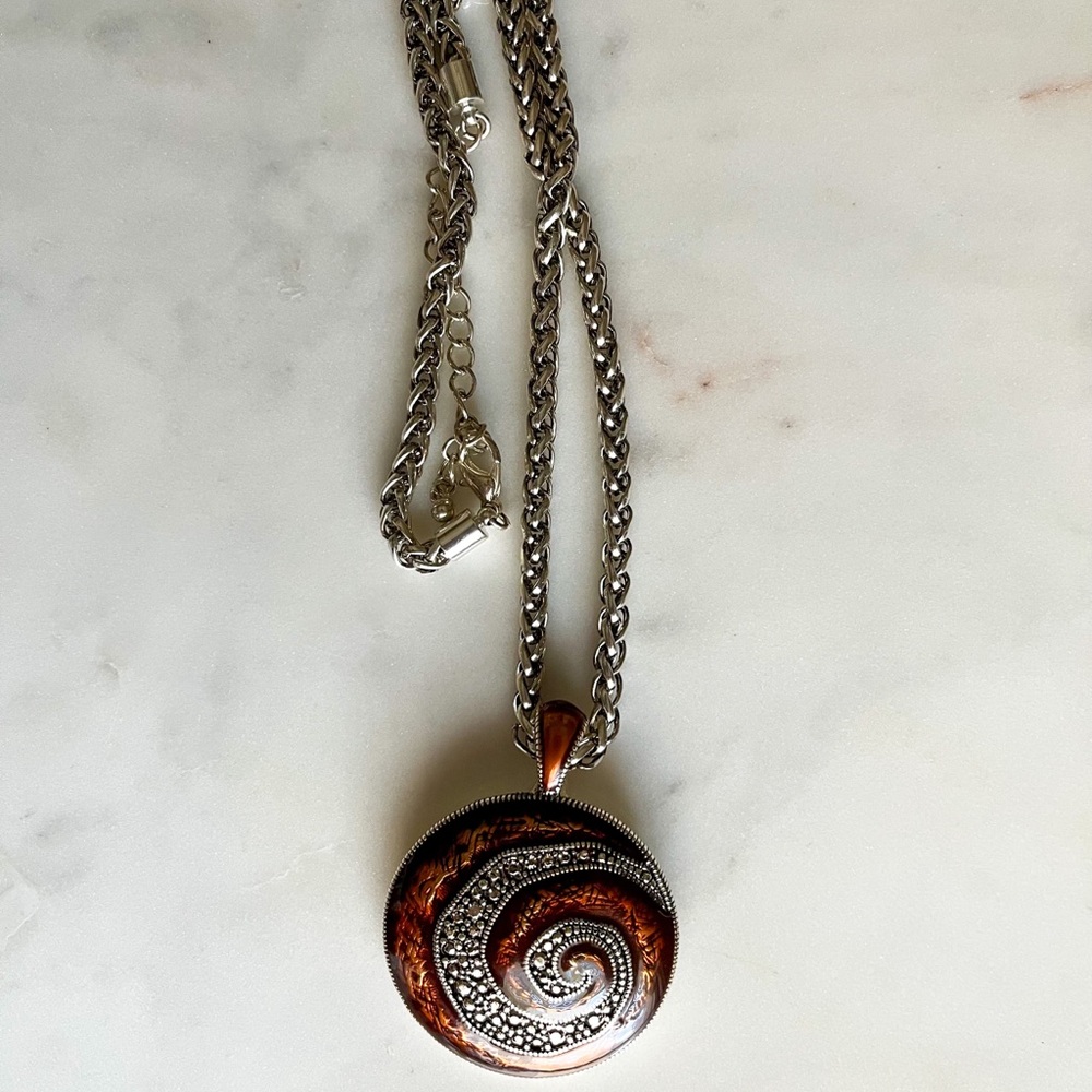 Artisan Rich Chocolate Brown Swirl Pendant Necklace